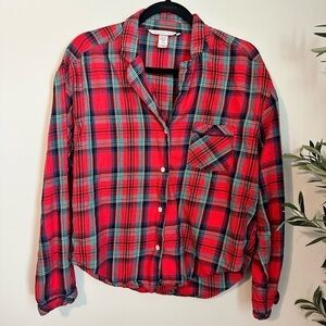 Victoria's Secret Red & Green Plaid Sleep Shirt‎ Pajamas Women's Size Small